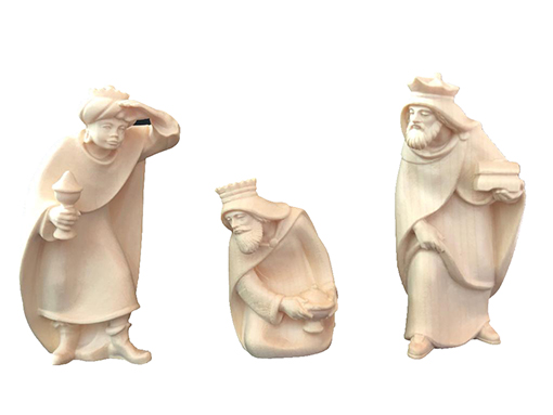 [KGR-07KONM09N] Les 3 Rois mages/Groupe Sonia - H 9cm - bois sculpté/naturel