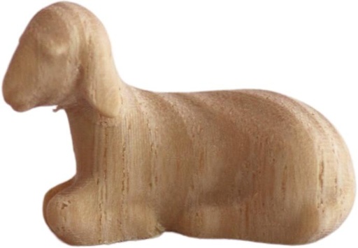 [KGR-07LM69A12N] Agneau couché/Groupe Aida - H 12cm - bois sculpté/naturel