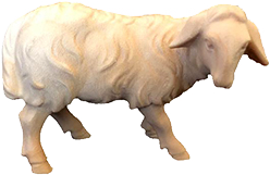 [KGR-07M41M09N] Kijkend schaap - houtsnijwerk/natuu r (voor kerstgr H 9cm)