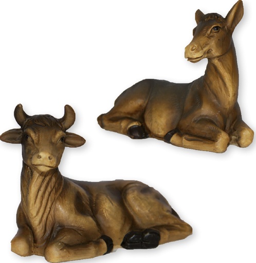 [KGR-47EZOST015] Set ox and donkey - polystone (for figure of H 10-11cm)