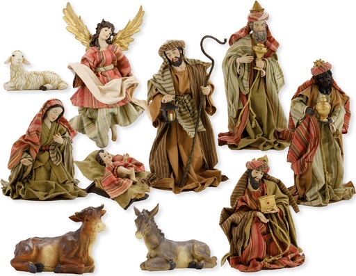 [KGR-47K116] Santons Orientals, Figurines habillées - 10-pièces -H 30cm 