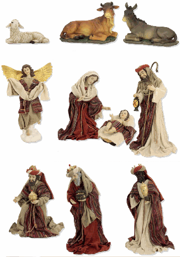 [KGR-47K117] Santons Orientals, Figurines habillées - 10 pièces - H 42cm 