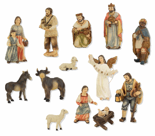 [KGR-47K177] Kerststalfiguren 'Boerengroep' 14-delig - polystone -H 8cm 