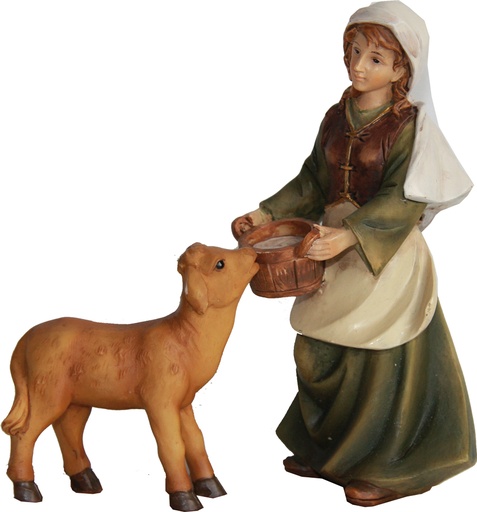 [KGR-47K182-43] Farmer'S Wife With Calf - Group 9cm 