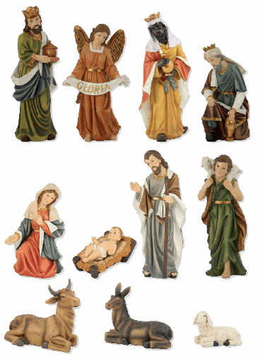 [KGR-47K570] Kerststal Figuren 12-delig - polystone - H 60cm 