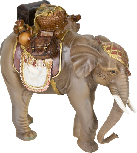 [KGR-47OLI17T081] Olifant met stoel- polystone - H 17cm