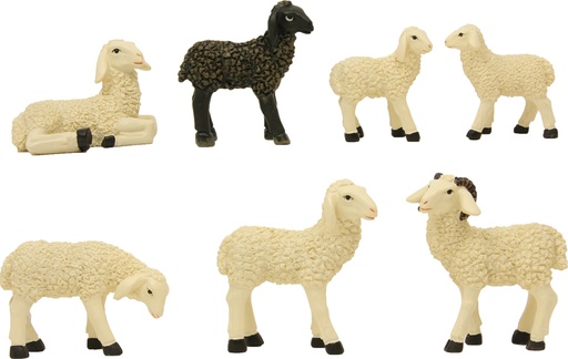 [KGR-47T085-9] Landschafe mit Widder und Lamm - Gruppe 10-12cm /5,3cm
