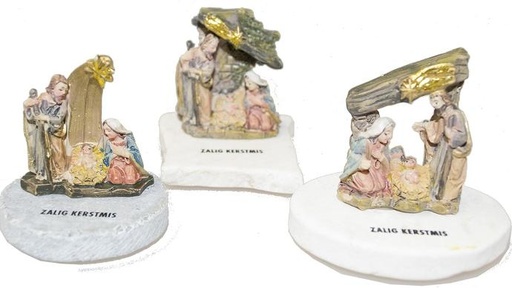 [KGR-55FAM535NL] H.Familie op steentje - 'Zalig Kerstmis' - H 3cm