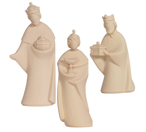 [KGR-57L01ROI10N] 3 Rois mages 'LE-collection' - bois sculpté/natur - H 10cm