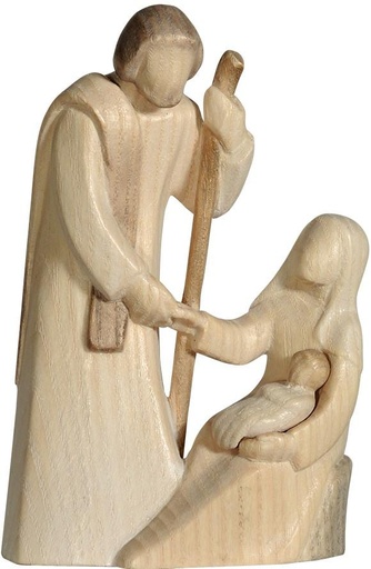 [KGR-69FAMTR08N] Ste Famille/Trionis-groupe - bois sculpté/natur - H 8cm