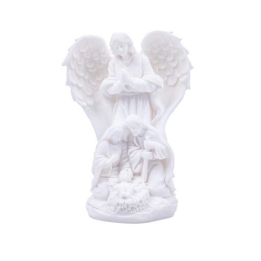 [KGR-72FAM3] Nativity set - Holy Family - Angel - Alabaster - 13x9cm