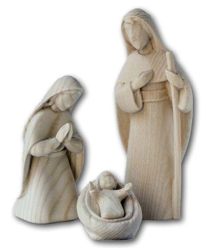 [KGR-75FAMF12N] 3 delige H Familie H 12cm - houtsnijwerk/natuur