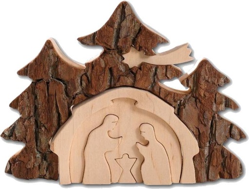 [KGR-77M8403] Krippe Holz - 3D/Baumstam - 18x14cm