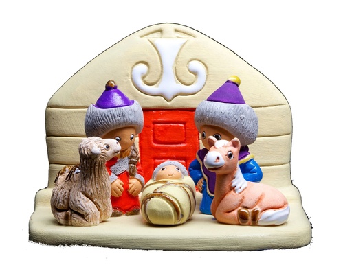 [KGR-85MON] Kerstgroep "Mongolië" - 7x9cm