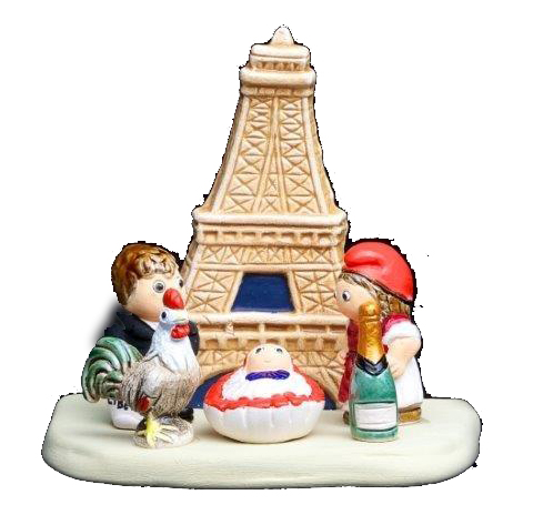 [KGR-85PAR] Crèche du monde 'France/Paris' - 7x9cm