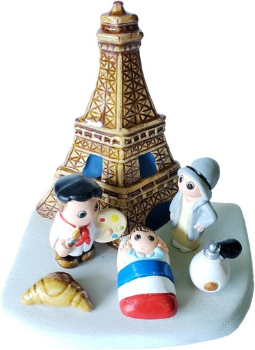 [KGR-85PAR2] Crèche du monde 'France/Paris' - 7x9cm