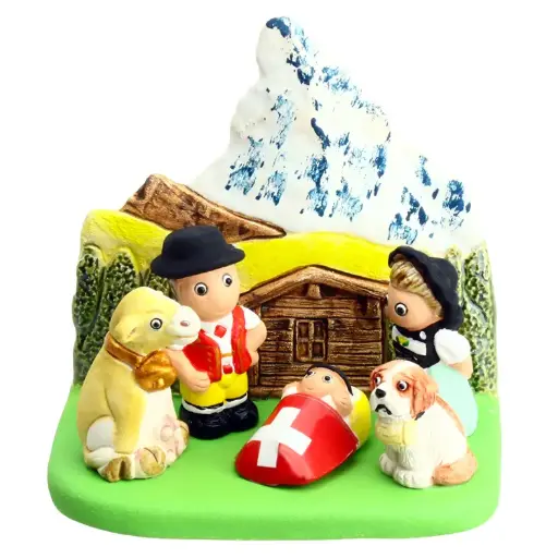 [KGR-85ZWI] Crèche du monde 'Suisse' - 7x9cm