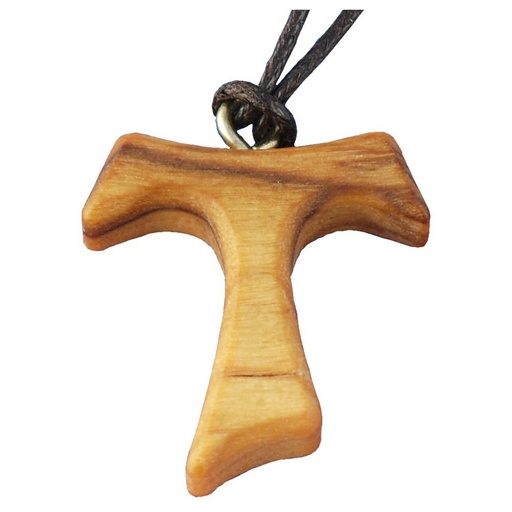 [KOK-09722] Croix TAU sur cordon - bois d'olivier (30x30mm)