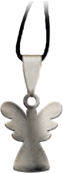 [KOK-09ENG1999] Pendentif ange/découpé - lacet en caoutchouc - Inox (20x18mm)