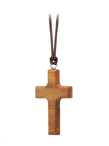 [KOK-35MKR363] Croix sur cordon - bois d'olivier (32x20mm)