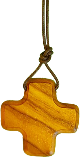 [KOK-55MKR37] Kruisje op koord/vierkant - olijfhout (30x30mm)