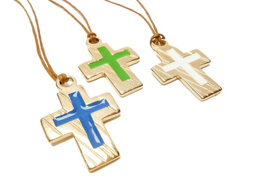 [KOK-89PZ47GR] Croix/cordon - doré/résine vert - 37x23mm