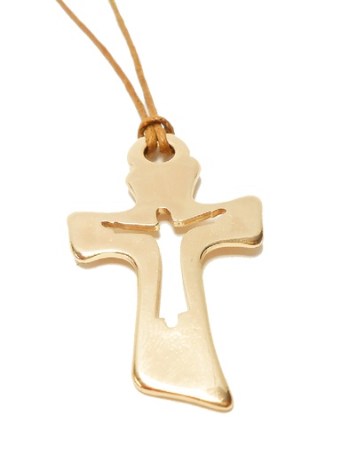 [KOK-89PZ55] Croix/cordon - doré/Christ découpé - 45x25mm