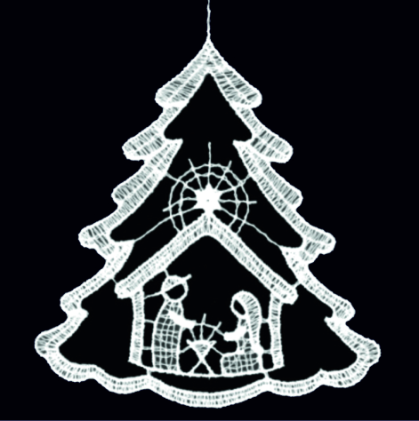 [KST-02M12] Pendentif dentelle - Ste Famille/sapin - 9cm