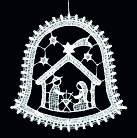 [KST-02M13] Pendentif dentelle - Ste Famille/cloche - 9cm