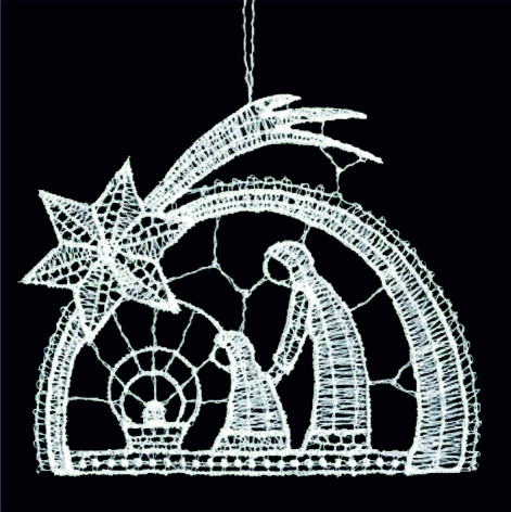 [KST-02M15] Lace hanger - Nativity scene - 9cm
