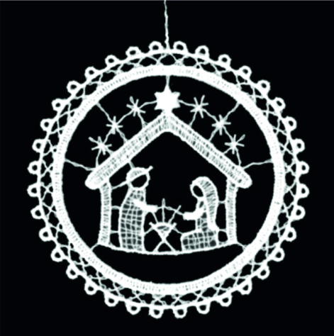[KST-02M16] Pendentif dentelle - Ste Famille/boule - 9cm