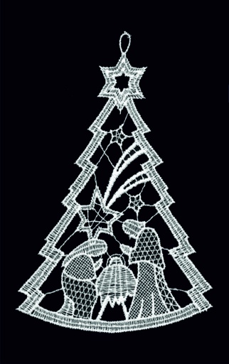 [KST-02M3] Pendentif/fenêtre dentelle - Nativité - 15x21 cm