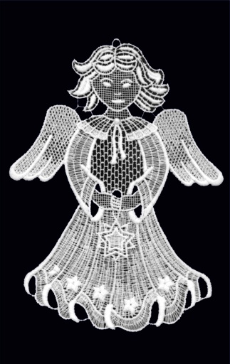 [KST-02M4] Pendentif/fenêtre dentelle - Ange - 18,5x14 cm