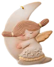 [KST-32ENG504] Ange sur lune … suspendre/porcelaine H 10,5cm