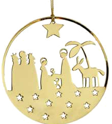 [KST-62M10] Deco hanger Kerstgroep/metaal/verguld - H 9cm