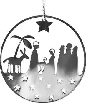 [KST-62M2] Deco hanger Kerstgroep/metaal - H 9cm