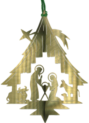 [KST-67M8] Deco pendentif Nativité/étoile laiton - H 9cm