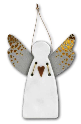 [KST-95ENG225] Engeltje verguld hart/hanger - porcelein - 4,5x5,5cm
