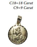 [MDO-48KRI12C9] Medaille H.Kristoffel - goud 9Kt '375' - 12mm/1,0gr