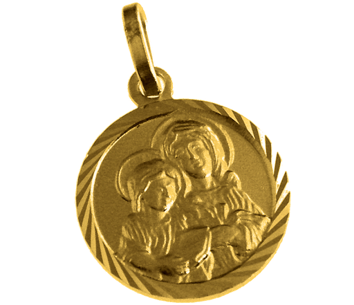 [MDP-10ANN010] Anhänger - Hl Anna - Silber 925% vergoldet 3µm (Ø14mm)