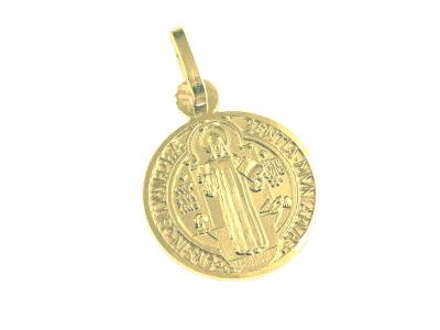 [MDP-10BEN010] Saint Benedict Medal - 925% Silver 3μm Gold Plated (Ø14mm)