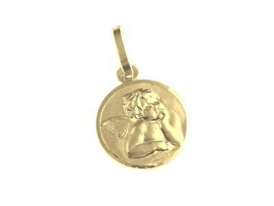 [MDP-10EGB010] Médaille Ange gardien - Argent 925% 3µm Plaqué Or (Ø12mm)