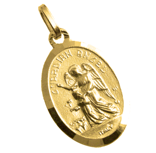 [MDP-10EGB020] Guardian Angel Medal - 925% Silver Plated 3μm - Oval (16x22mm)