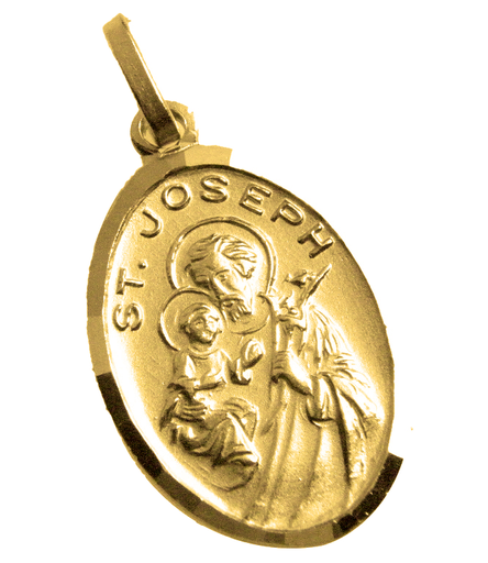 [MDP-10JOS020] Medaille H Jozef - zilver 925‰ verguld 3µm - ovaal (16x22mm)