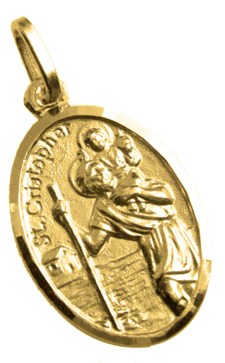[MDP-10KRI020] Medaille H Kristoffel - zilver 925‰ verguld 3µm - ovaal (16x22mm)