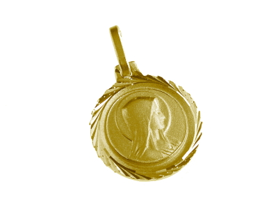 [MDP-10LOU008] Médaille Notre-Dame de Lourdes - argent 925‰ plaqué or 3μm (Ø14mm)