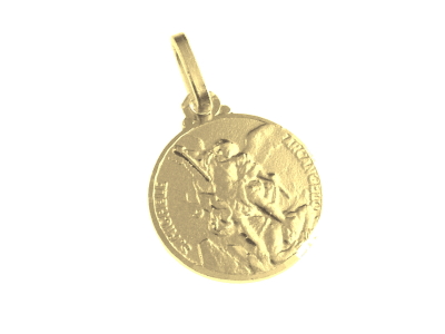 [MDP-10MIC010] Saint Michael Medal - 925% Silver 3μm Gold Plated (Ø14mm)