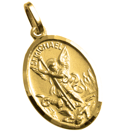 [MDP-10MIC020] Medal Hl Michael - Silver 925% gold plated 3µm - oval (16x22mm)