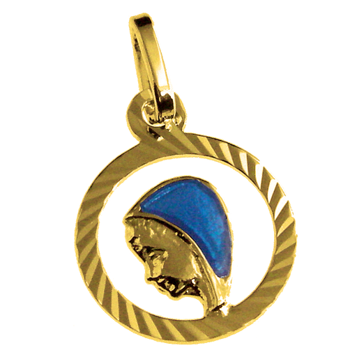 [MDP-10OLV010] Holy Virgin Medal - 925% Silver Plated 3μm - Cut (Ø12mm)