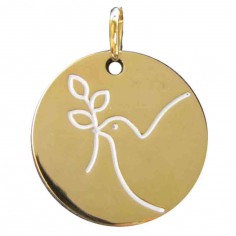 [MDP-46DF938] Dove/Twijg Medal - 3μm Gold Plated Brass (Ø18mm)